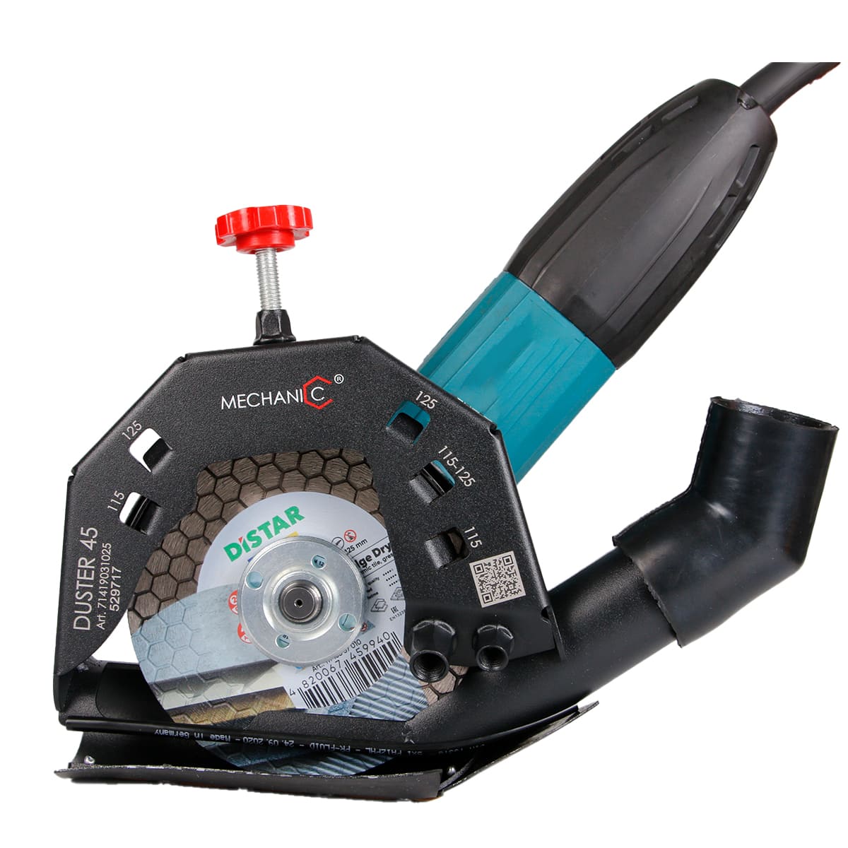 Angle grinder dust shroud for 45-degree cutting